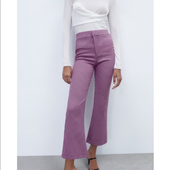 New Zara | Houndstooth Highrise Flare Pants - Picture 5 of 16